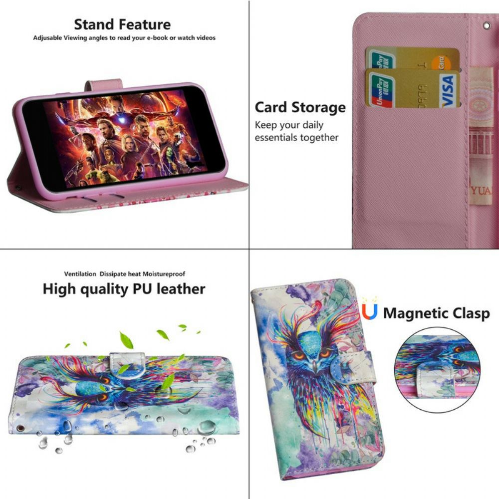 Leren Hoesje voor Samsung Galaxy A9 Aquarel Vogel