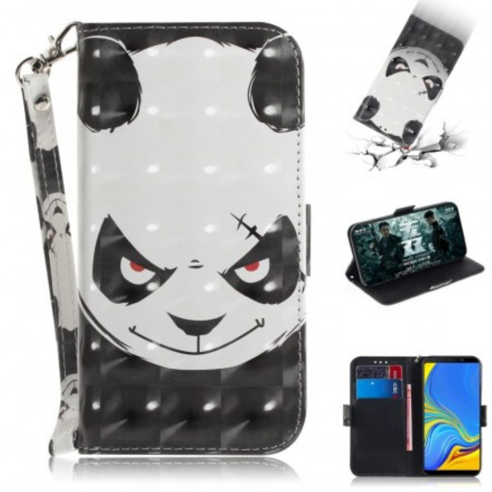 Leren Hoesje voor Samsung Galaxy A9 Met Ketting Boze Panda Met Riem