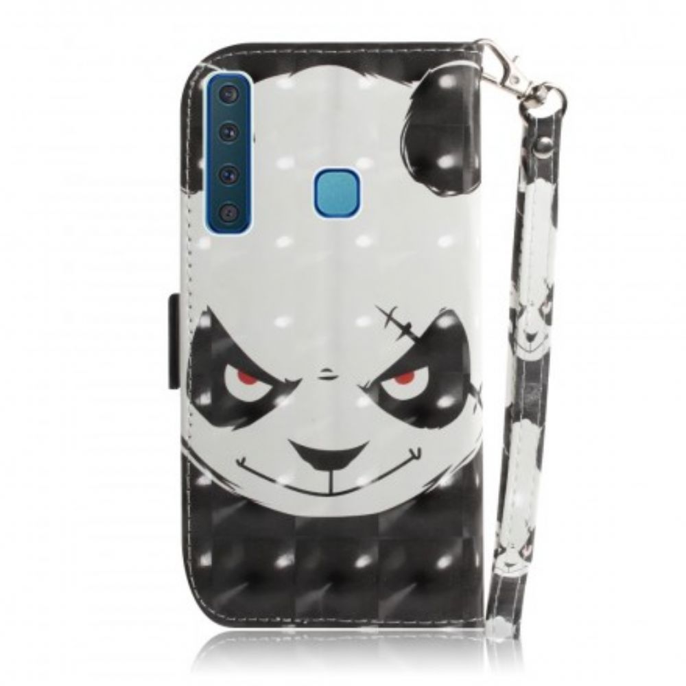 Leren Hoesje voor Samsung Galaxy A9 Met Ketting Boze Panda Met Riem