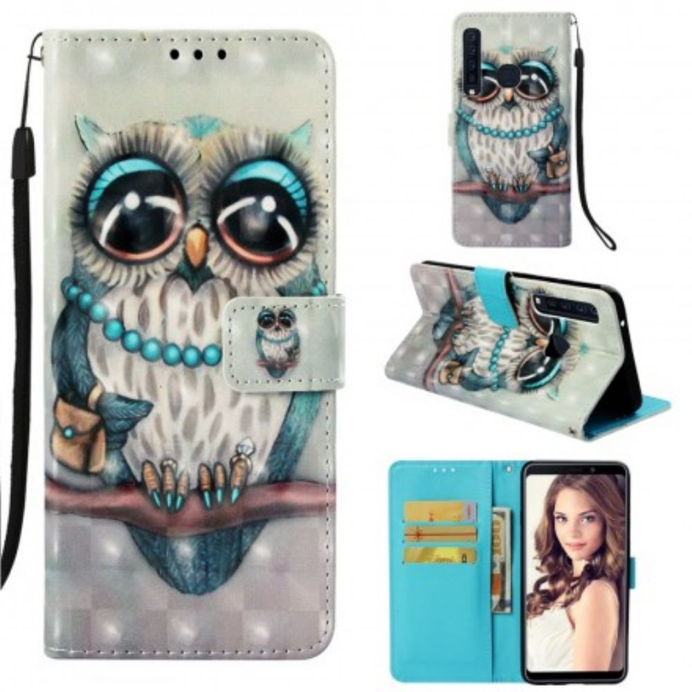 Leren Hoesje voor Samsung Galaxy A9 Met Ketting Miss Strappy Uil