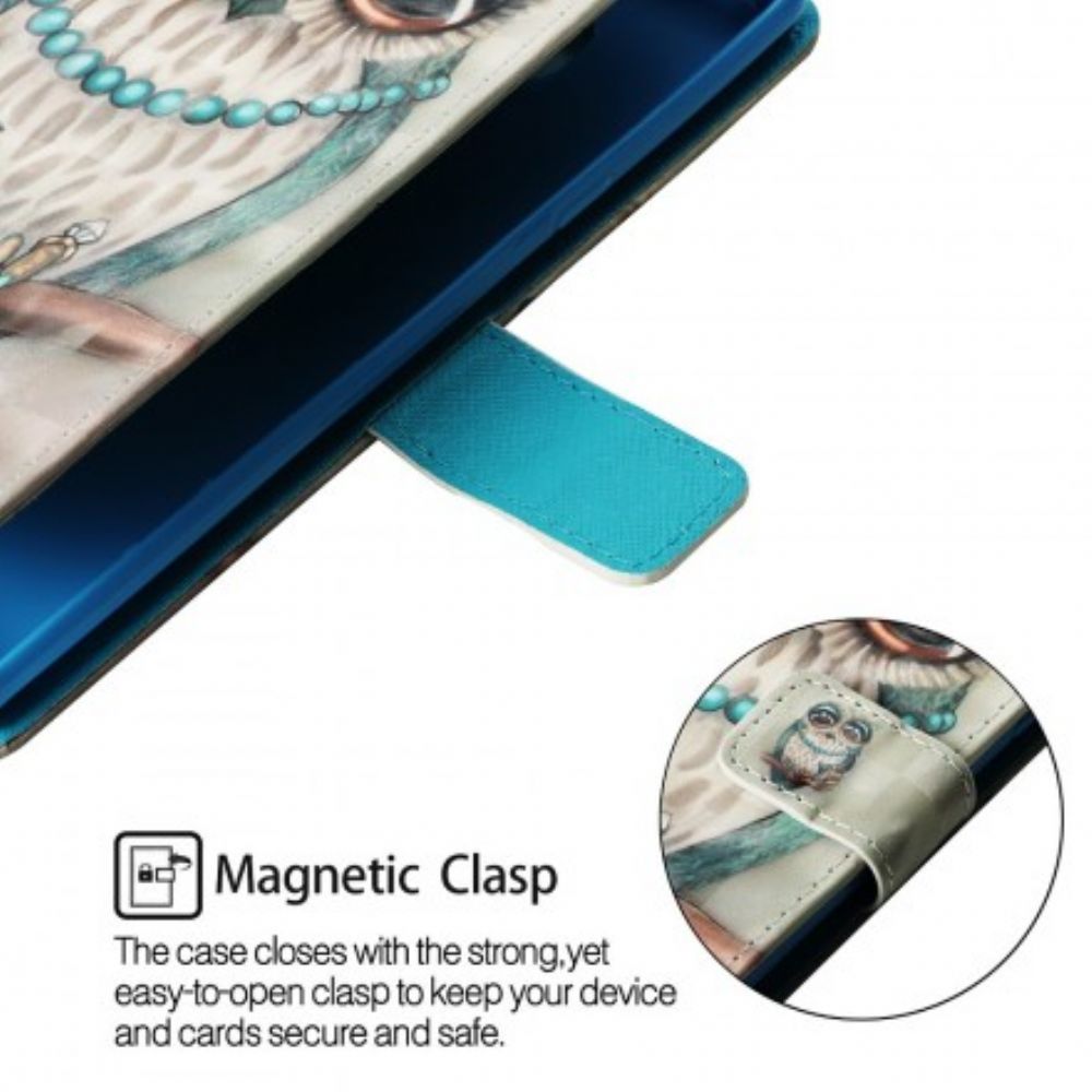 Leren Hoesje voor Samsung Galaxy A9 Met Ketting Miss Strappy Uil