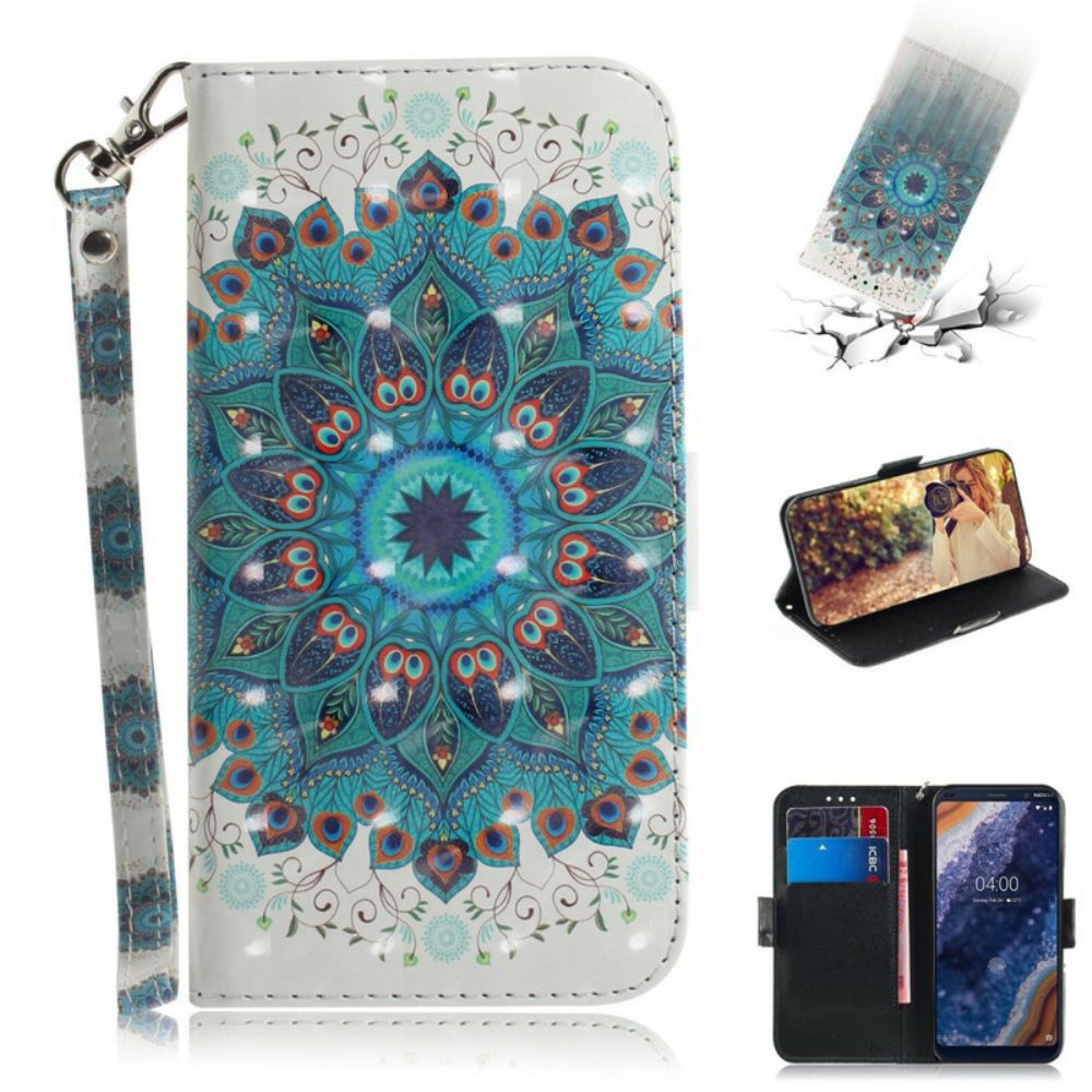 Folio-hoesje voor Nokia 9 PureView Met Ketting Meesterlijke Lanyard Manda