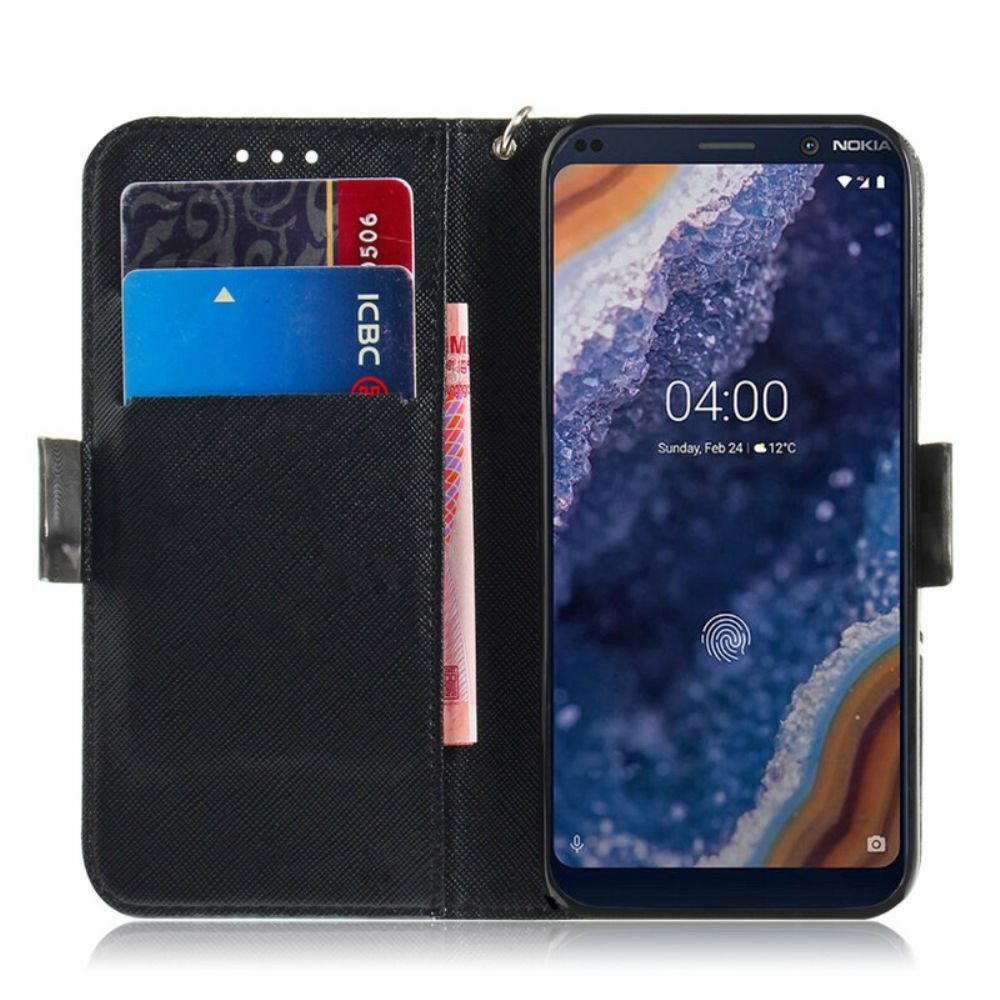 Folio-hoesje voor Nokia 9 PureView Met Ketting Meesterlijke Lanyard Manda