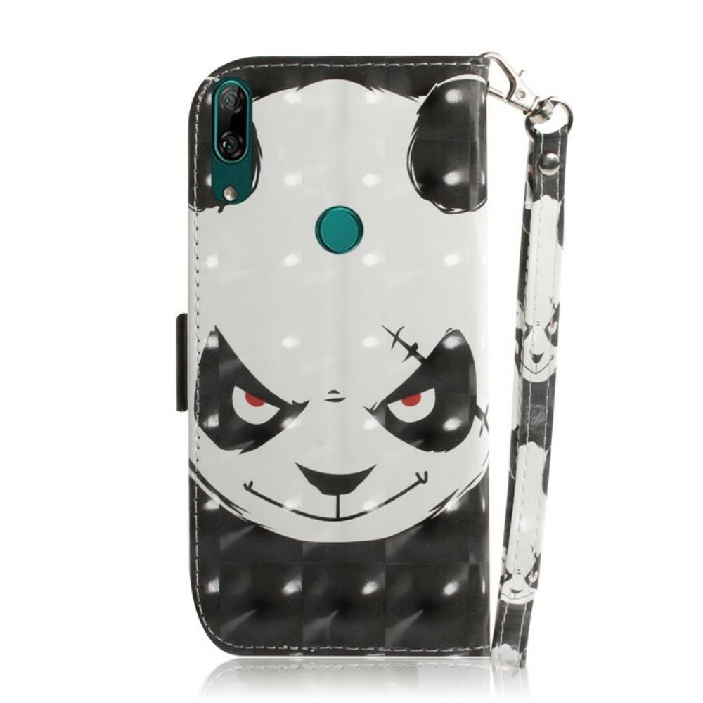 Flip Case voor Huawei P Smart Z / Honor 9X Met Ketting Boze Panda Met Riem