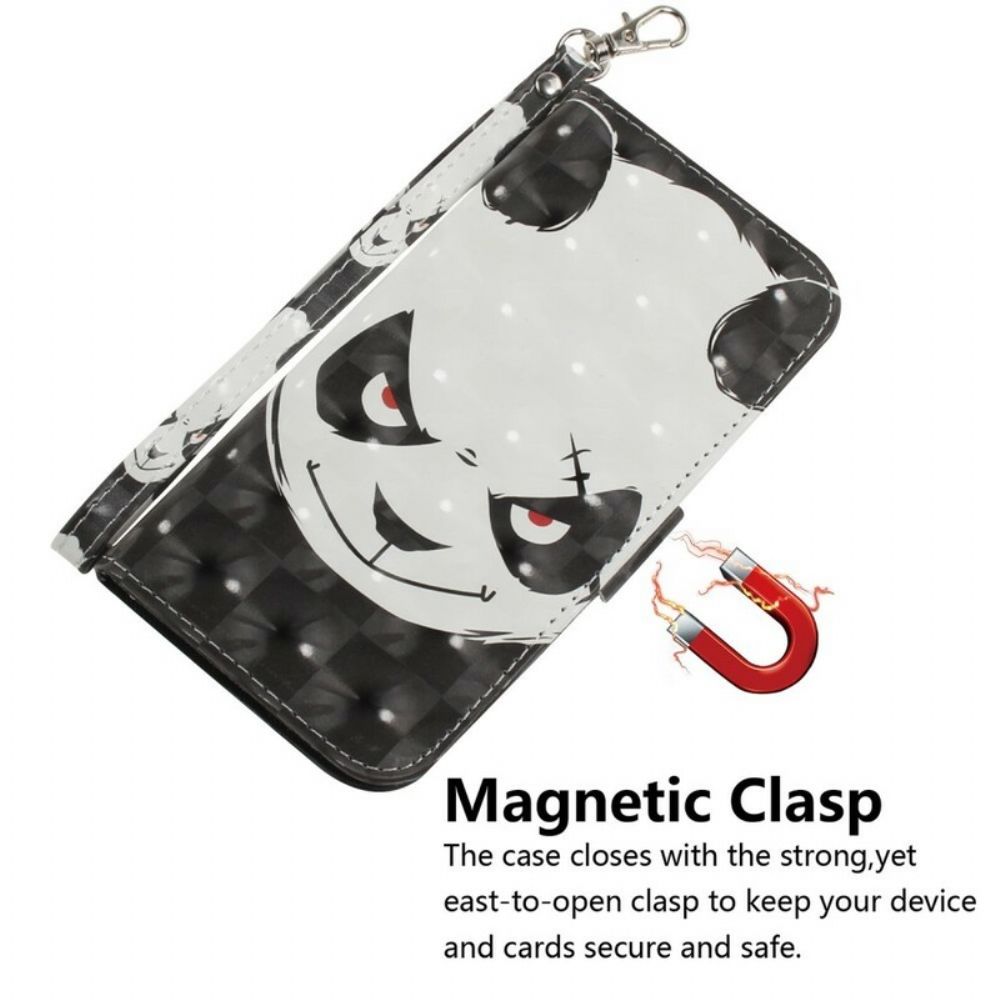 Flip Case voor Huawei P Smart Z / Honor 9X Met Ketting Boze Panda Met Riem