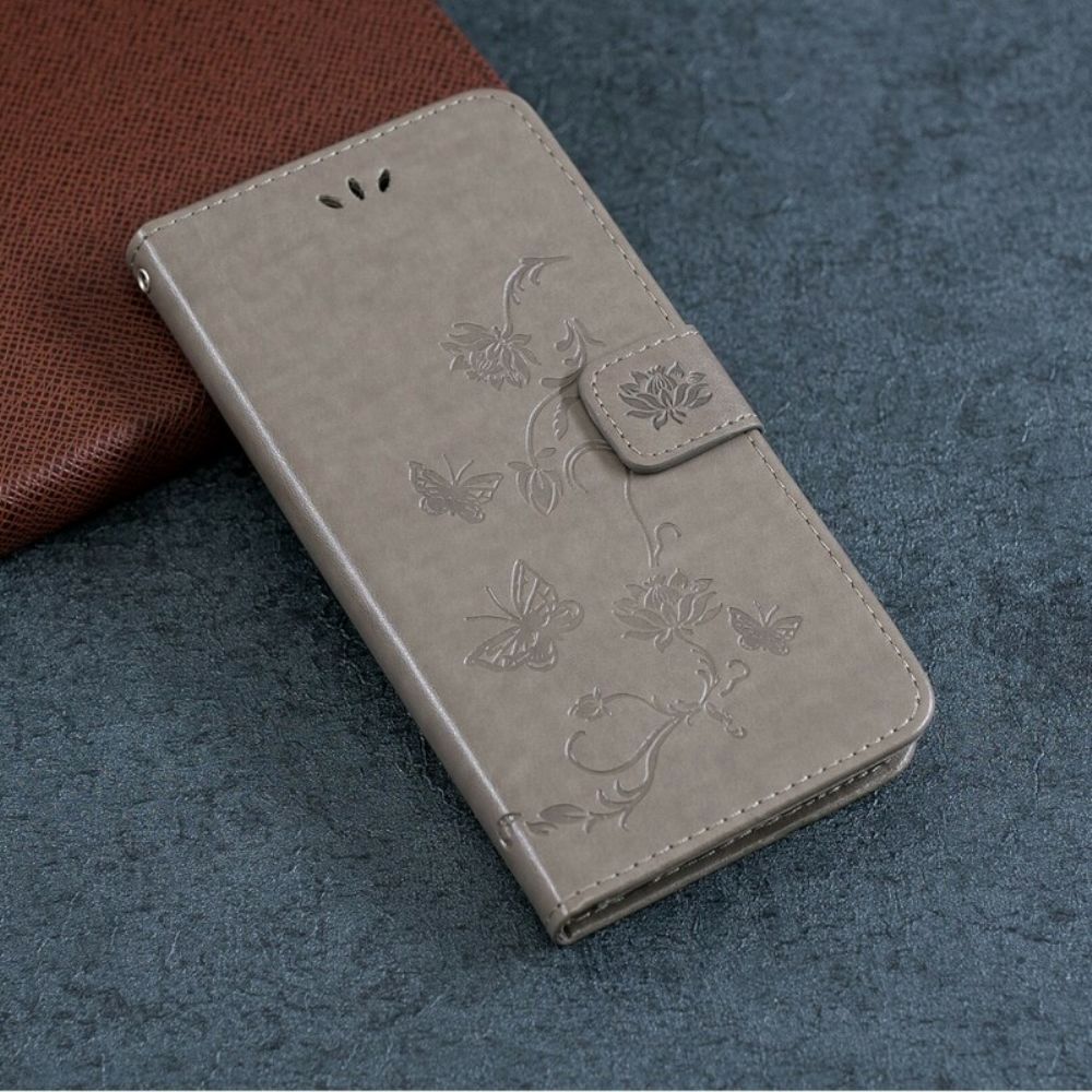 Folio-hoesje voor Huawei P Smart Z / Honor 9X Met Ketting Thong Vlinders En Bloemen