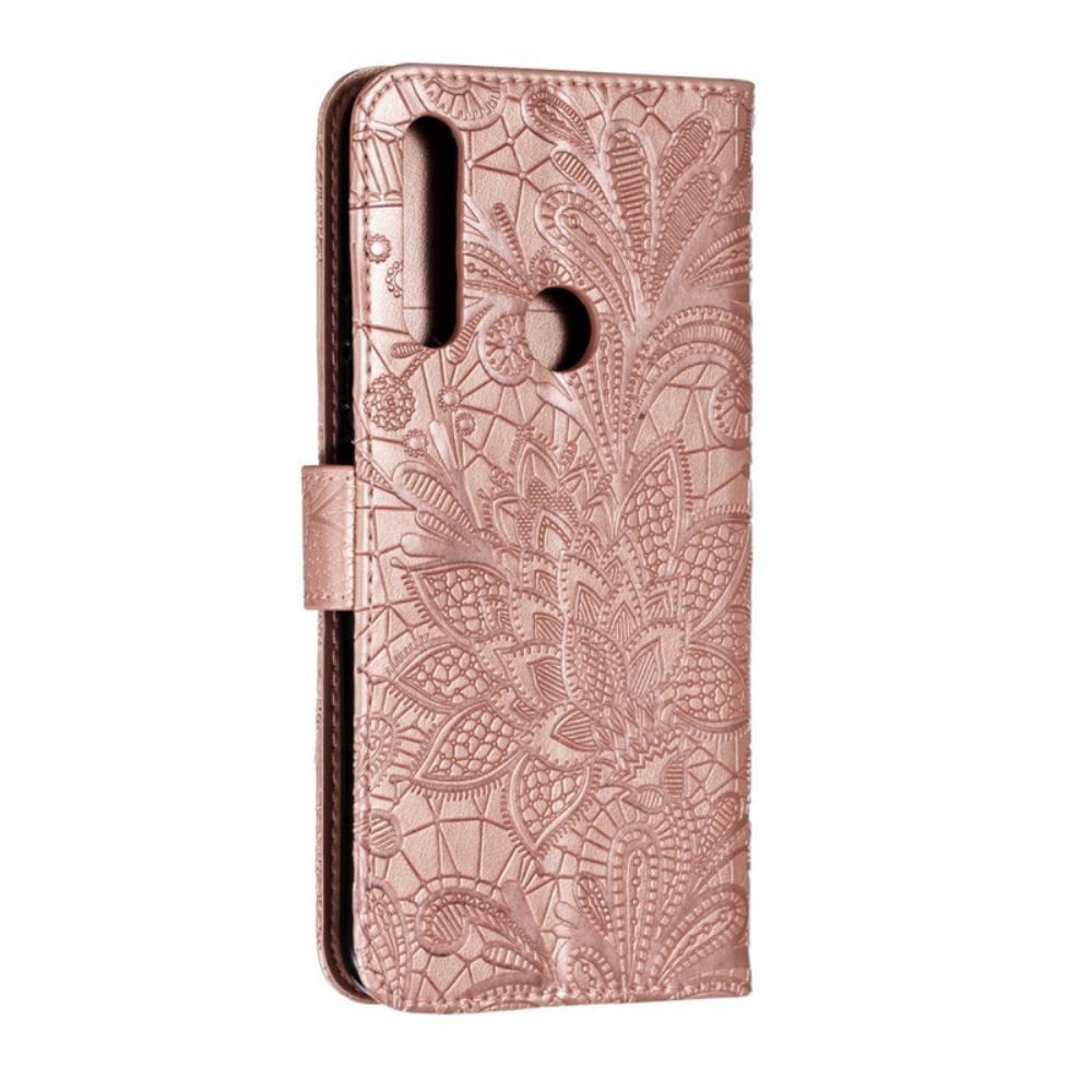 Folio-hoesje voor Huawei P Smart Z / Honor 9X Met Ketting Tribal Band Bloemen