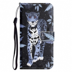 Flip Case voor Xiaomi Redmi Note 12 4G Met Ketting Luipaard Met Bandjes