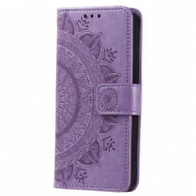 Folio-hoesje voor Xiaomi Redmi Note 12 4G Mandala Zon Met Lanyard