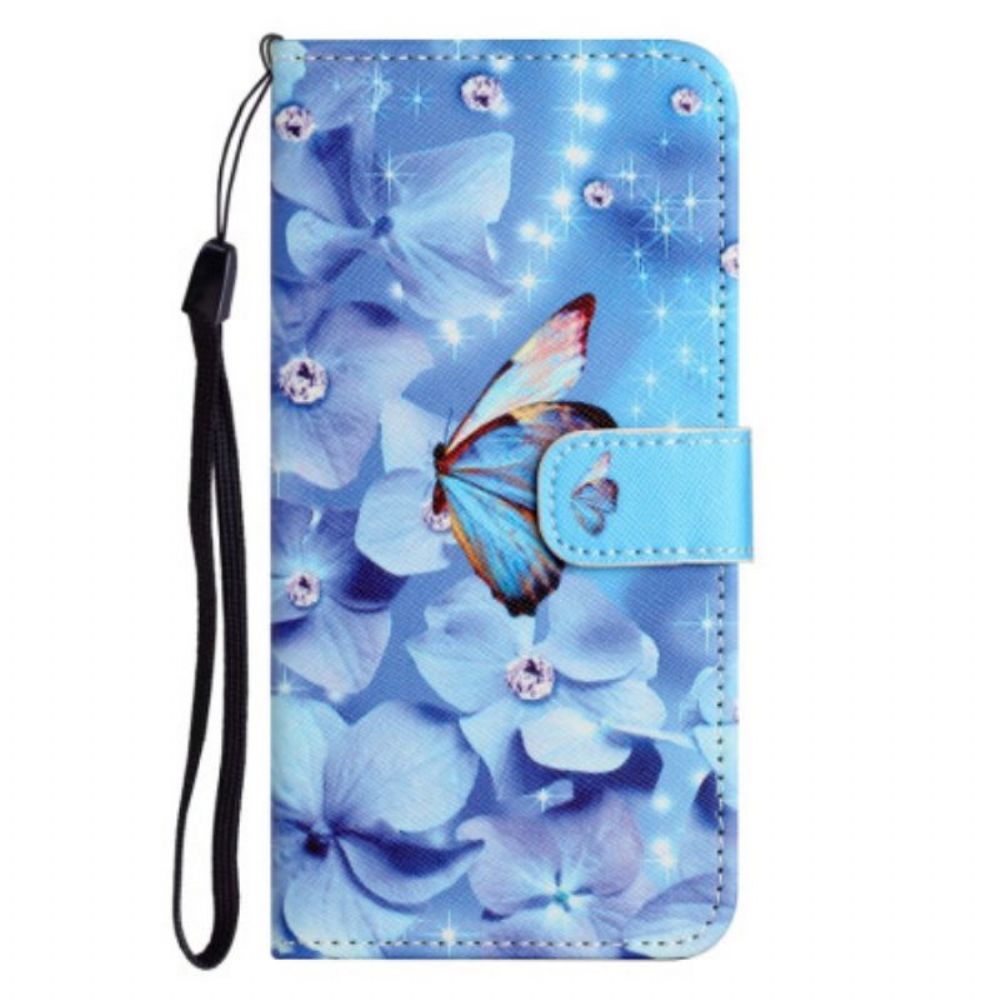 Folio-hoesje voor Xiaomi Redmi Note 12 4G Met Ketting Blauwe Band