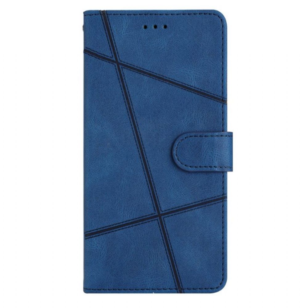 Leren Hoesje voor Xiaomi Redmi Note 12 4G Met Ketting Bandjes Geometrisch