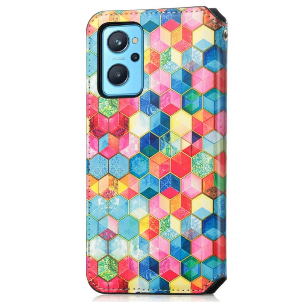 Bescherming Hoesje voor Realme 9i Folio-hoesje Caseoo Kleurrijk Geometrisch Patroon