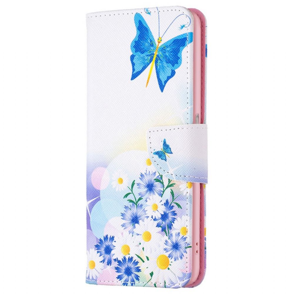 Folio-hoesje voor Realme 9i Pastel Vlinder En Bloemen