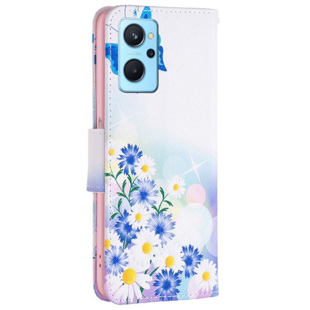 Folio-hoesje voor Realme 9i Pastel Vlinder En Bloemen