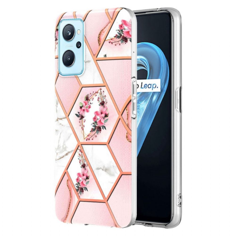 Hoesje voor Realme 9i Geometrisch Marmer En Bloemen