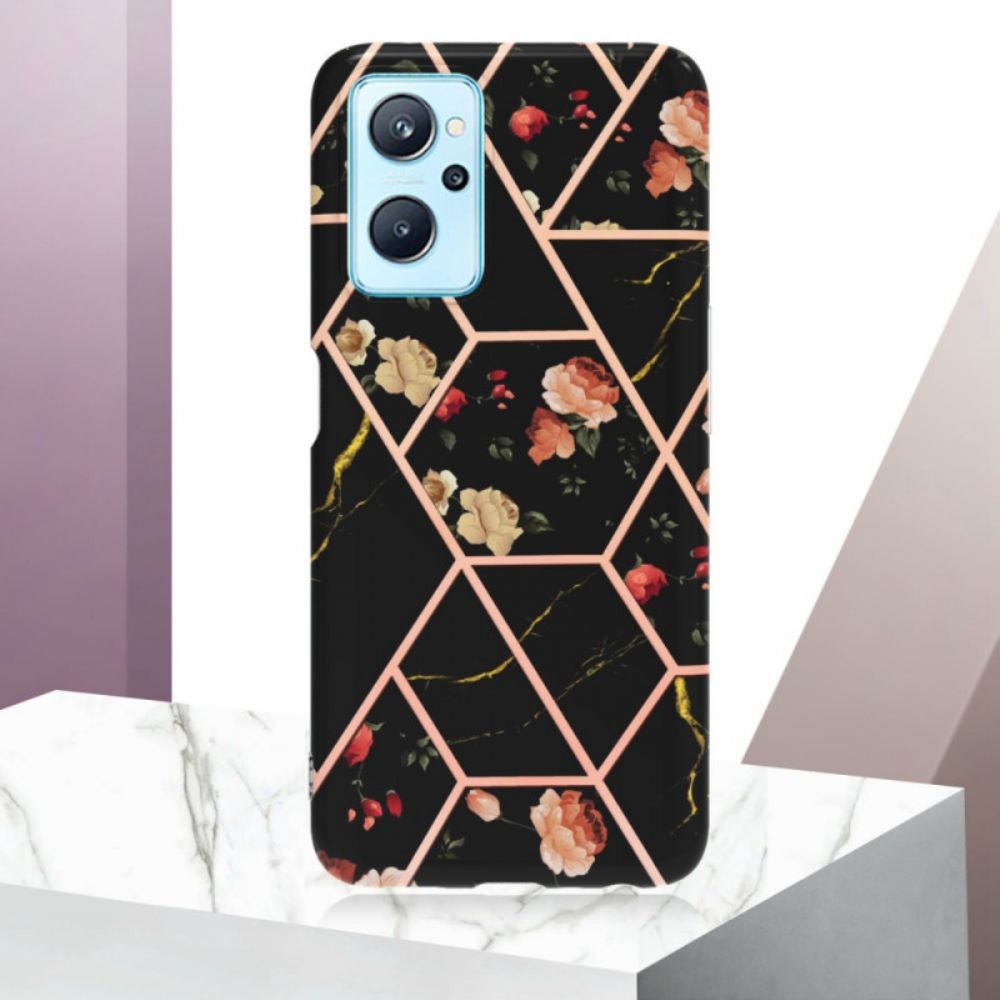 Hoesje voor Realme 9i Geometrisch Marmer En Bloemen