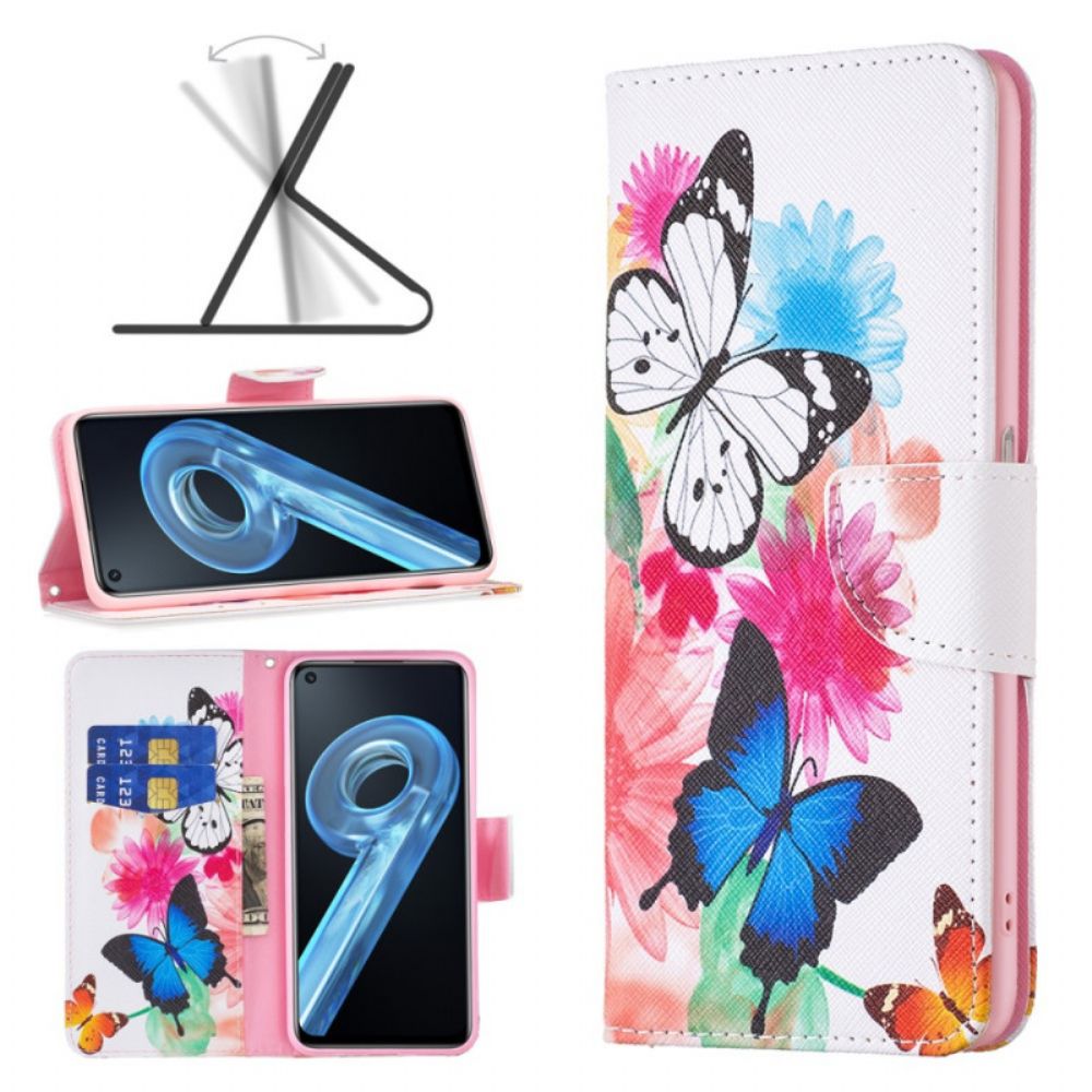 Leren Hoesje voor Realme 9i Vlinders