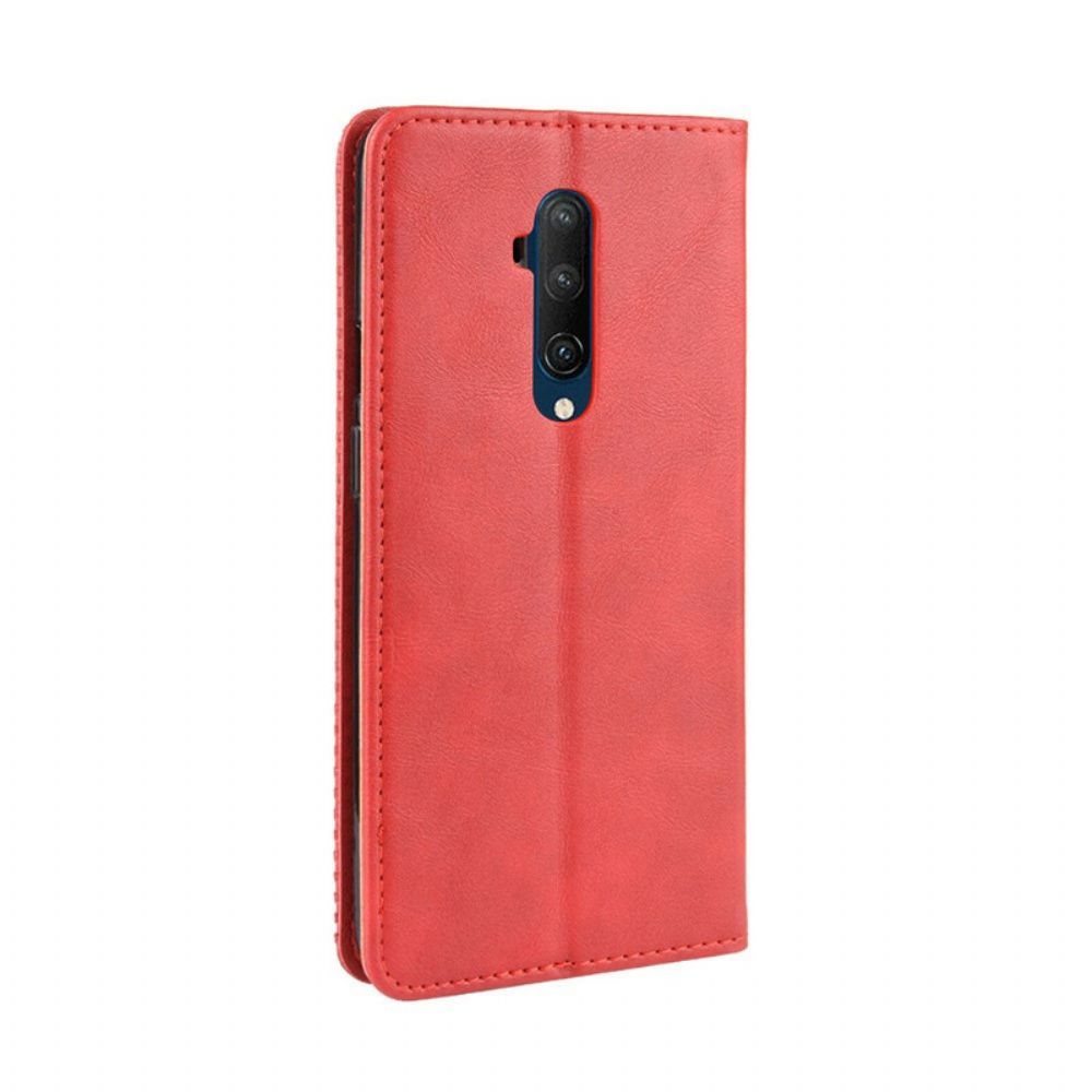 Bescherming Hoesje voor OnePlus 7T Pro Folio-hoesje Vintage Gestileerd Leereffect