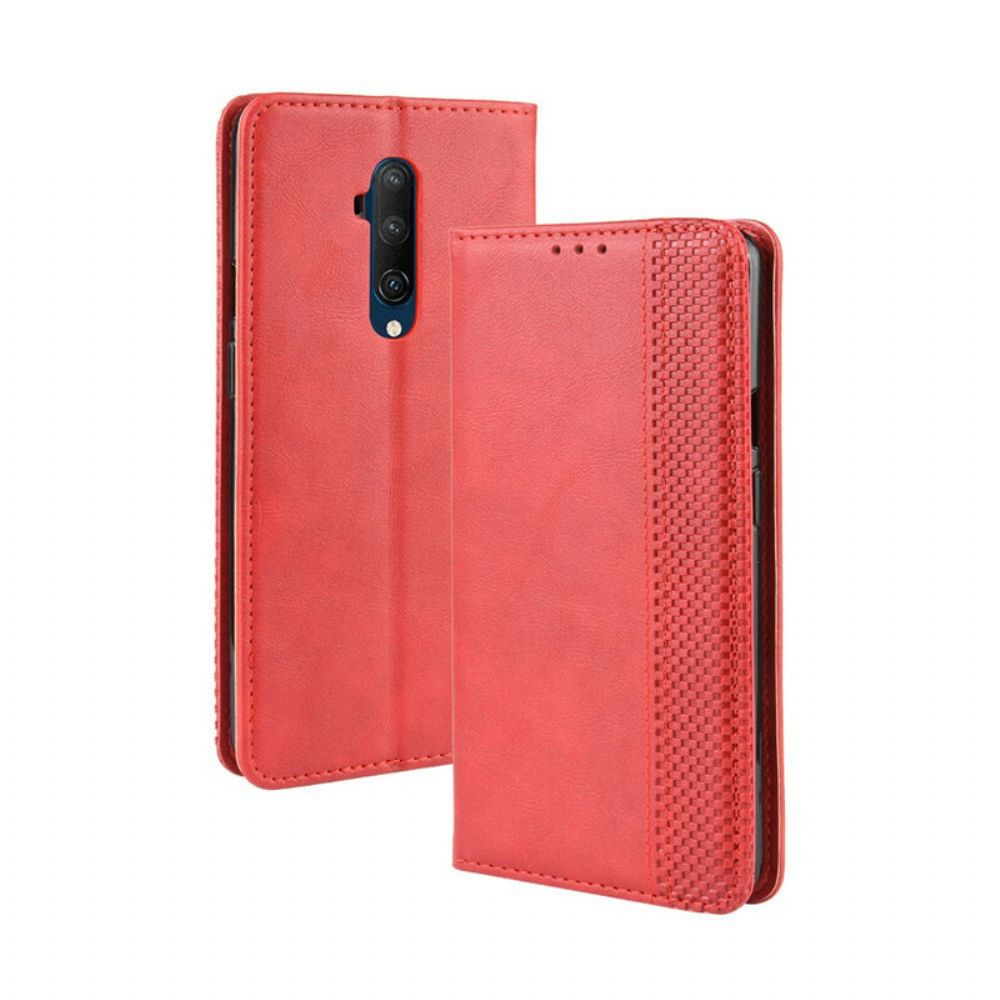 Bescherming Hoesje voor OnePlus 7T Pro Folio-hoesje Vintage Gestileerd Leereffect