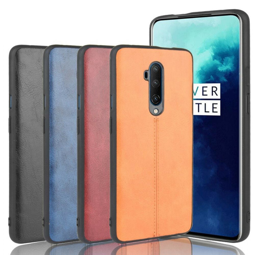 Hoesje voor OnePlus 7T Pro Naad Leereffect