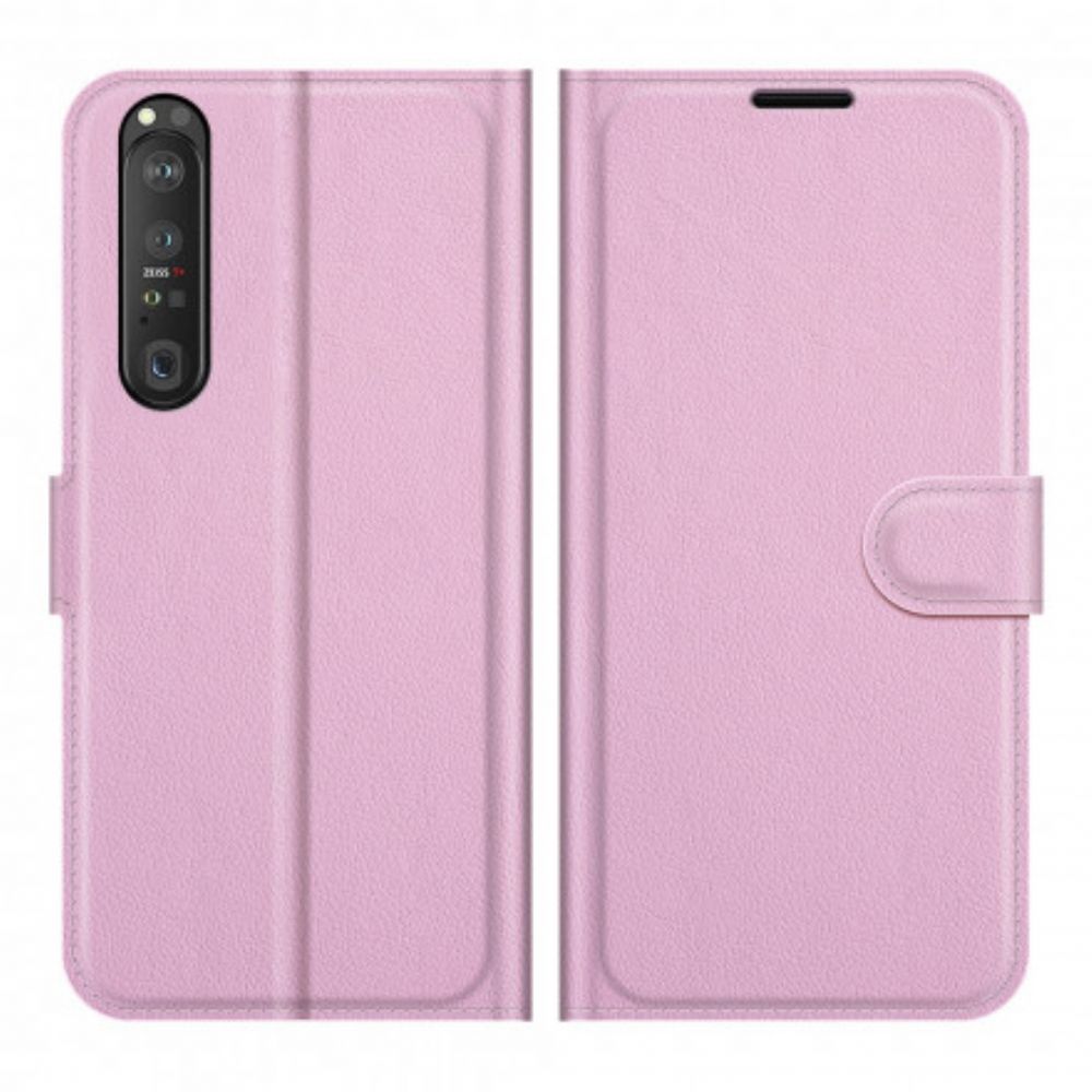 Flip Case voor Sony Xperia 1 III Klassiek Lychee-effect