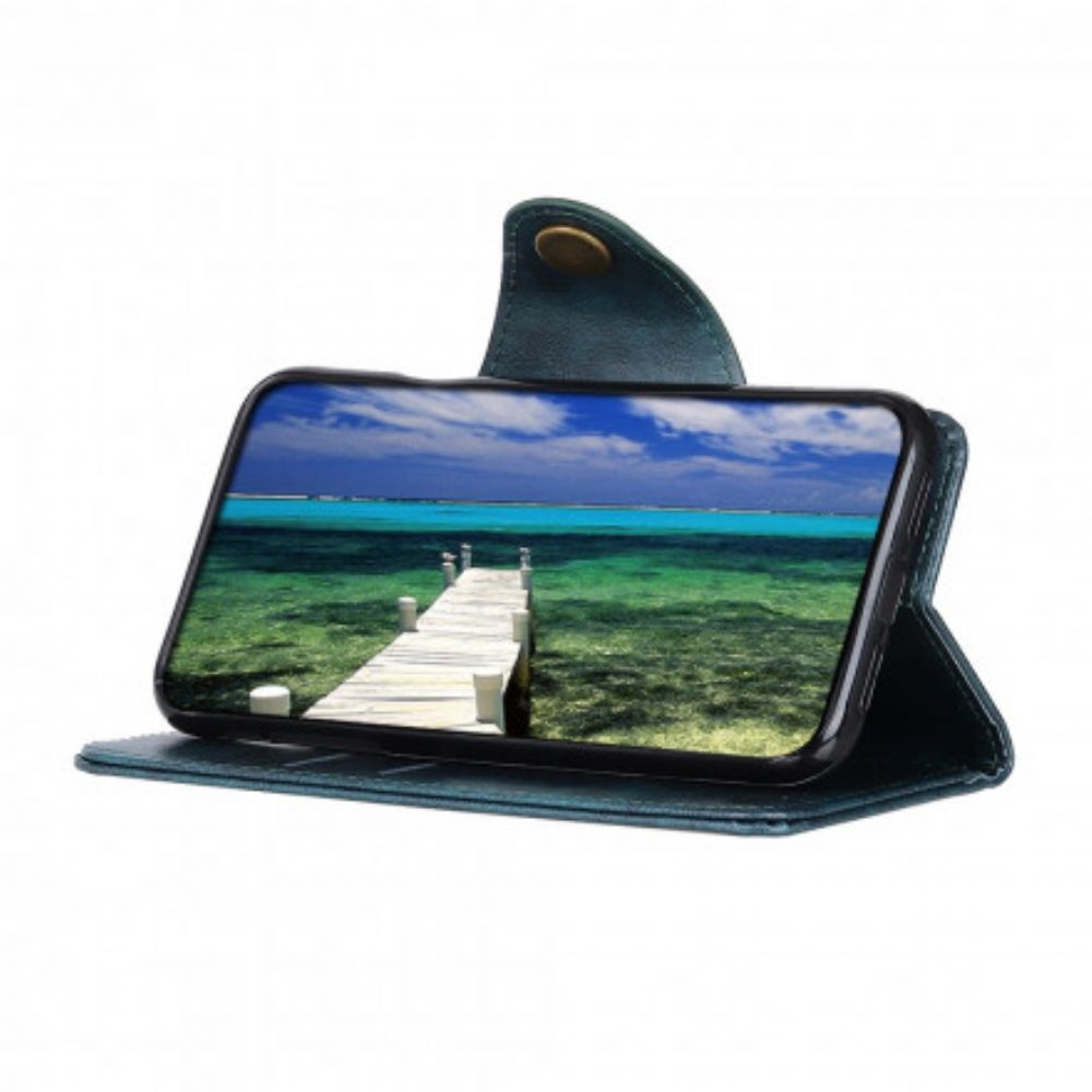 Flip Case voor Sony Xperia 1 III Knoop Van Imitatieleer Lakleer