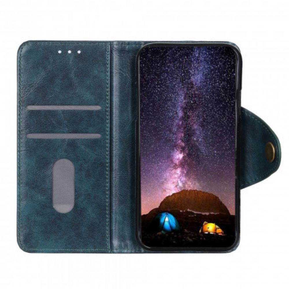 Flip Case voor Sony Xperia 1 III Knoop Van Imitatieleer Lakleer