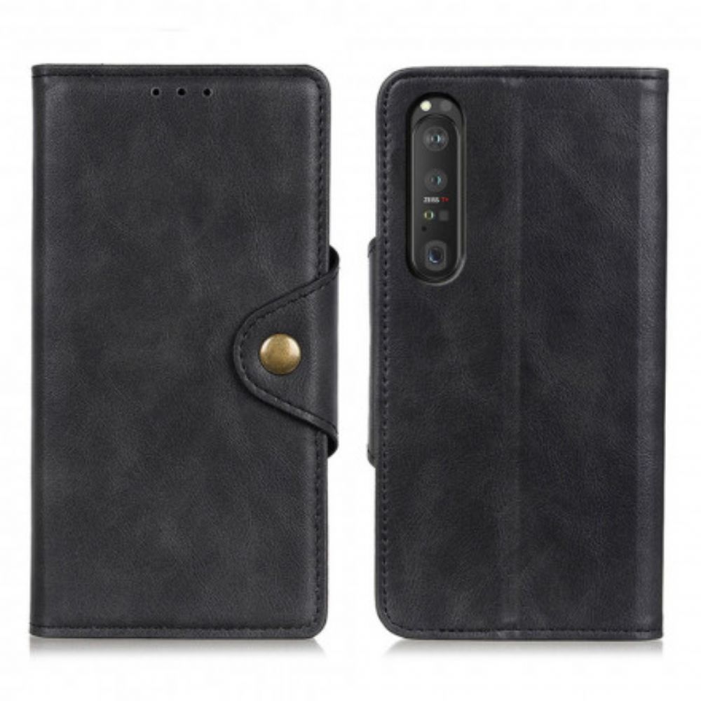 Folio-hoesje voor Sony Xperia 1 III Kunstleer Vintage Knoop