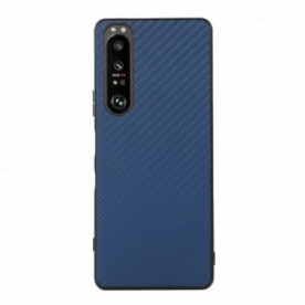 Telefoonhoesje voor Sony Xperia 1 III Koolstofvezeltextuur Leereffect