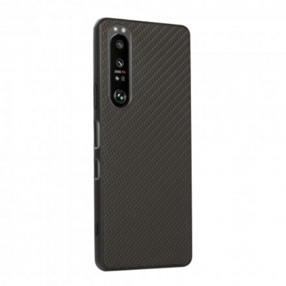 Telefoonhoesje voor Sony Xperia 1 III Koolstofvezeltextuur Leereffect