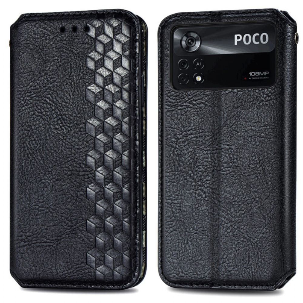 Bescherming Hoesje voor Poco X4 Pro 5G Folio-hoesje 3d-kubussen