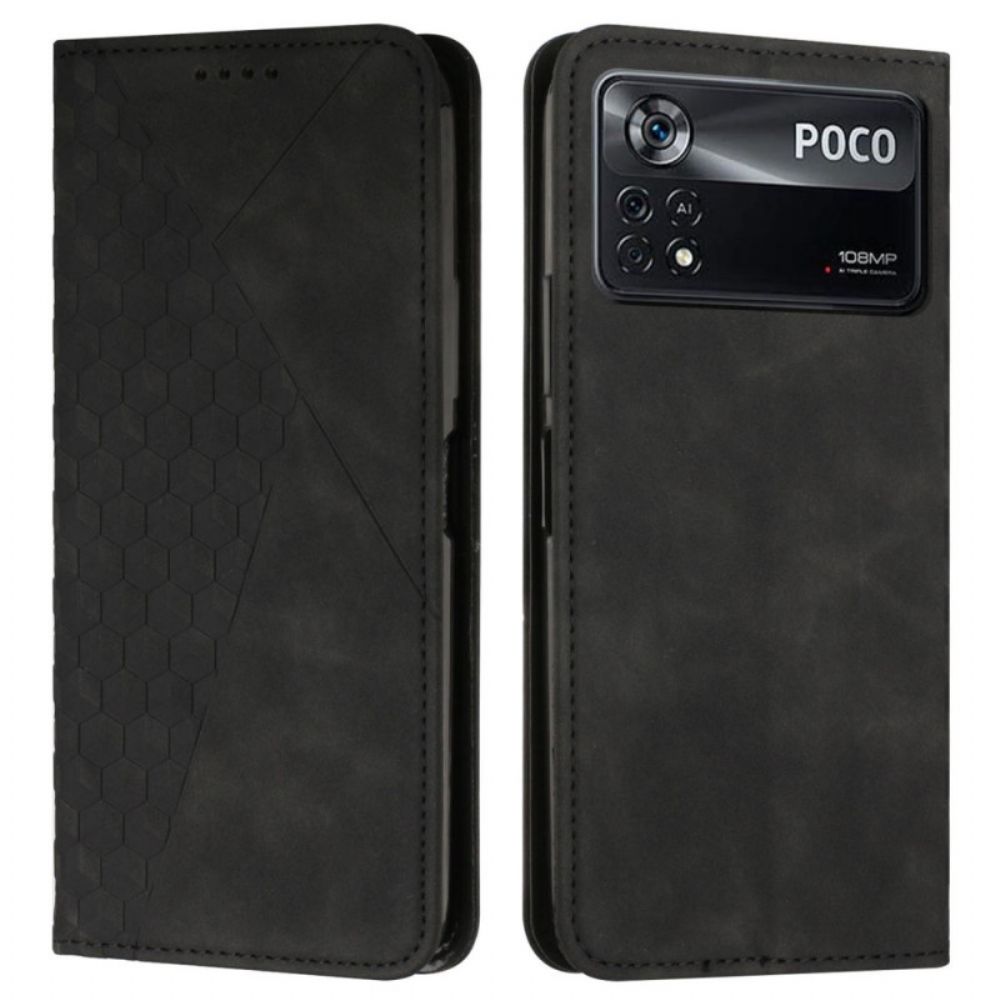 Bescherming Hoesje voor Poco X4 Pro 5G Folio-hoesje 3d-patroon Met Leereffect