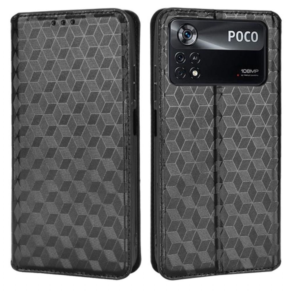 Bescherming Hoesje voor Poco X4 Pro 5G Folio-hoesje 3d-textuur