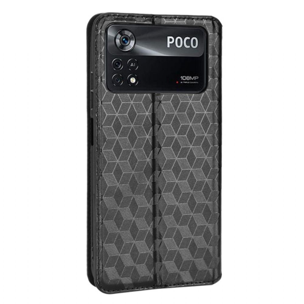 Bescherming Hoesje voor Poco X4 Pro 5G Folio-hoesje 3d-textuur