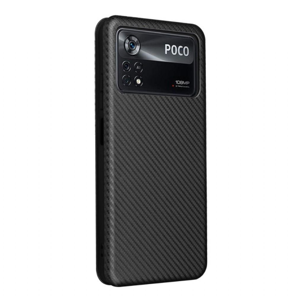 Bescherming Hoesje voor Poco X4 Pro 5G Folio-hoesje Gekleurde Koolstofvezel