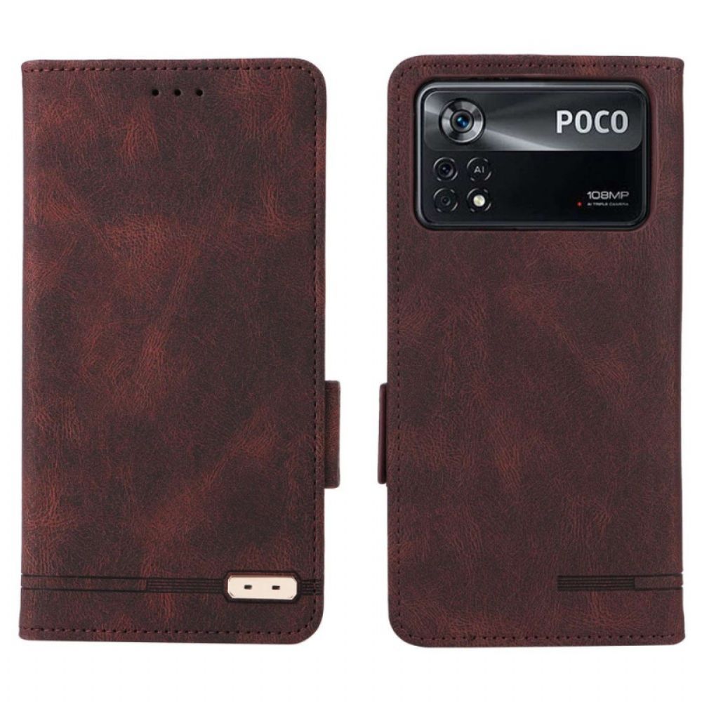 Bescherming Hoesje voor Poco X4 Pro 5G Folio-hoesje Gestileerd Leereffect