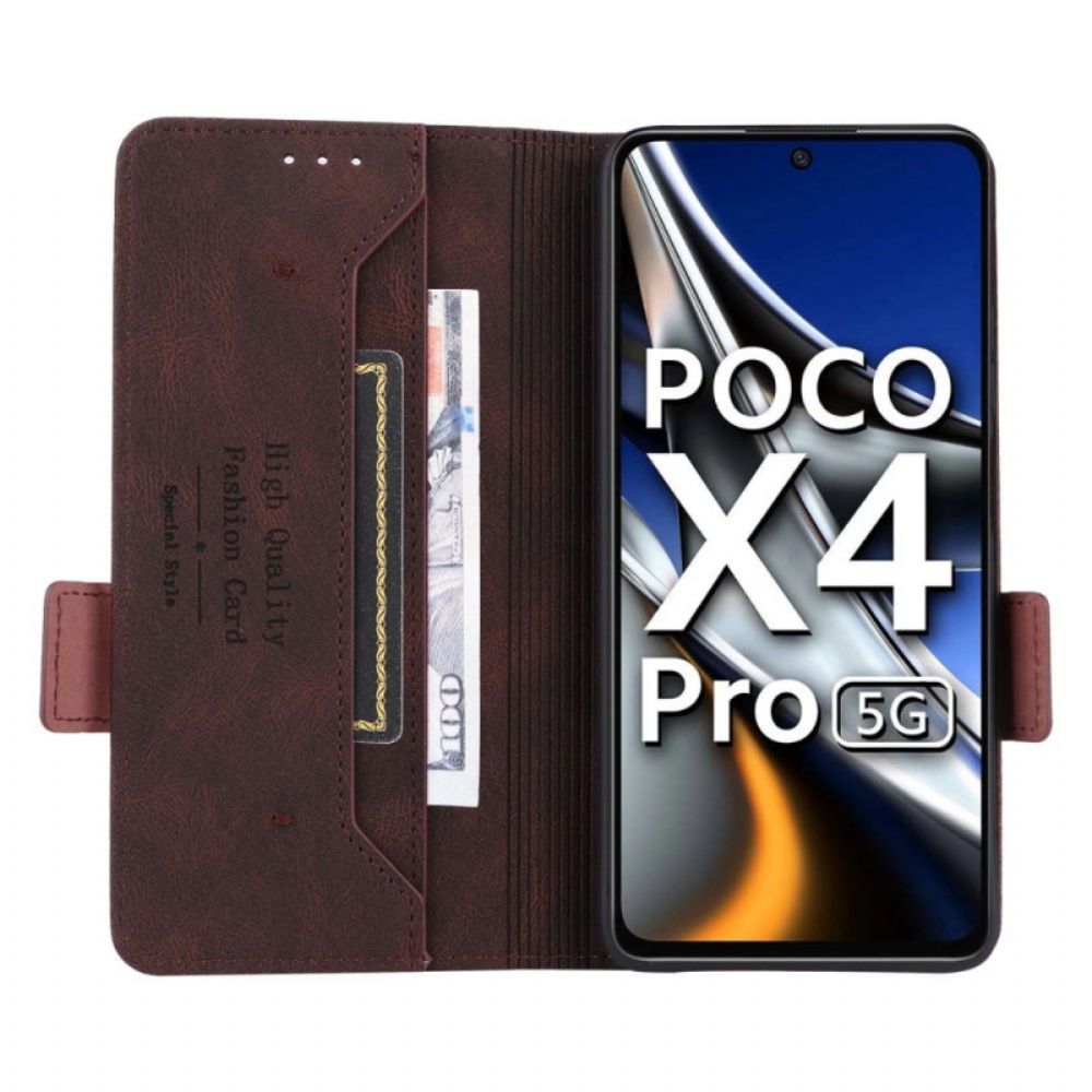 Bescherming Hoesje voor Poco X4 Pro 5G Folio-hoesje Gestileerd Leereffect