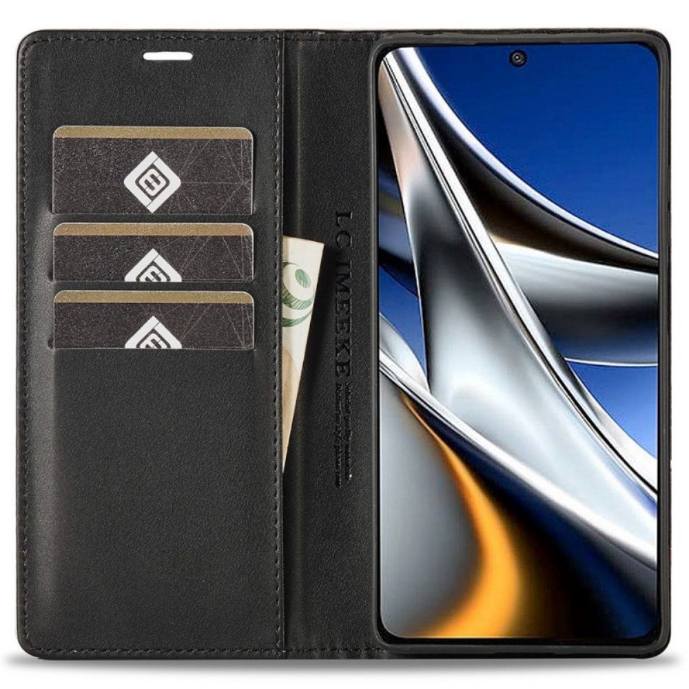 Bescherming Hoesje voor Poco X4 Pro 5G Folio-hoesje Koolstofvezel Lc.imeeke