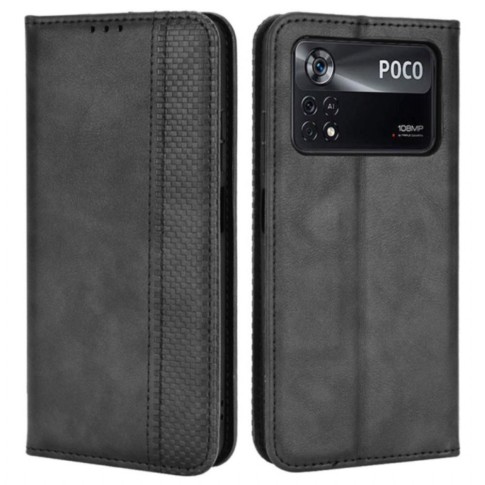 Bescherming Hoesje voor Poco X4 Pro 5G Folio-hoesje Vintage Leereffect