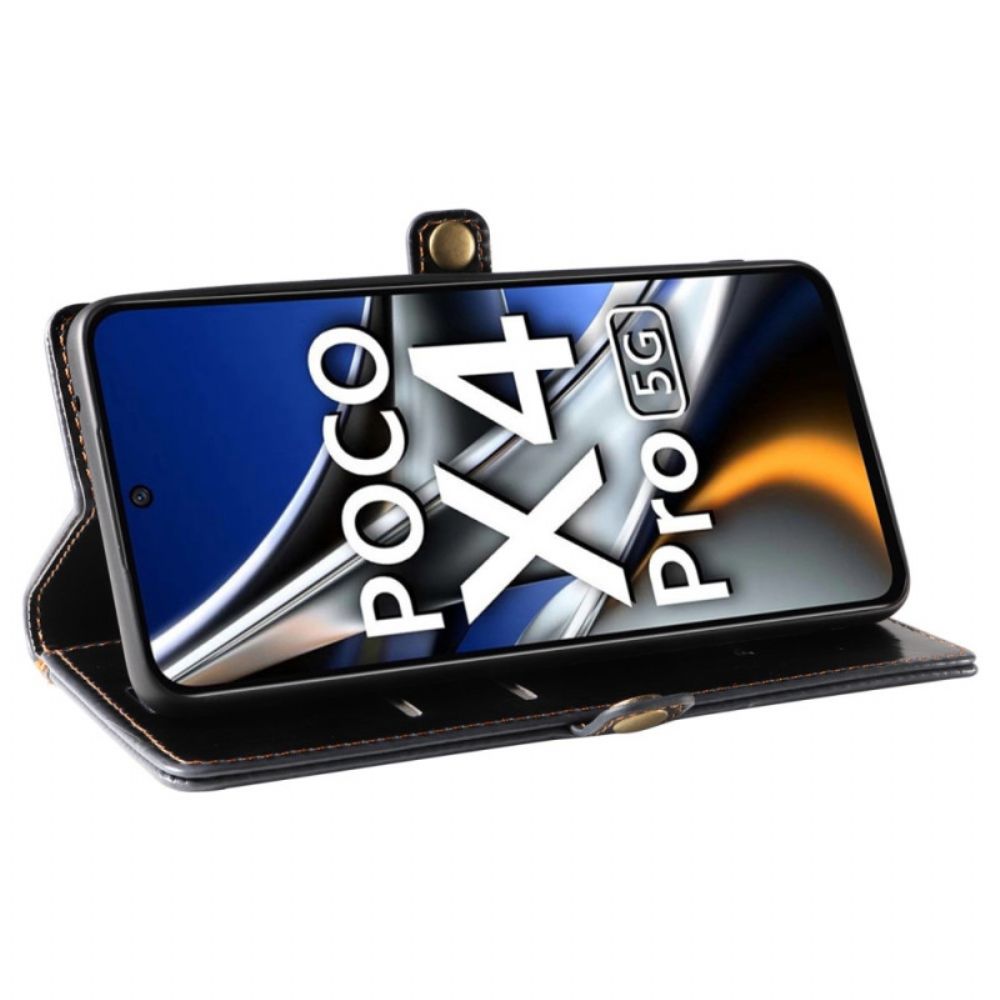 Flip Case voor Poco X4 Pro 5G Gewaxt Leereffect Gq.utrobe