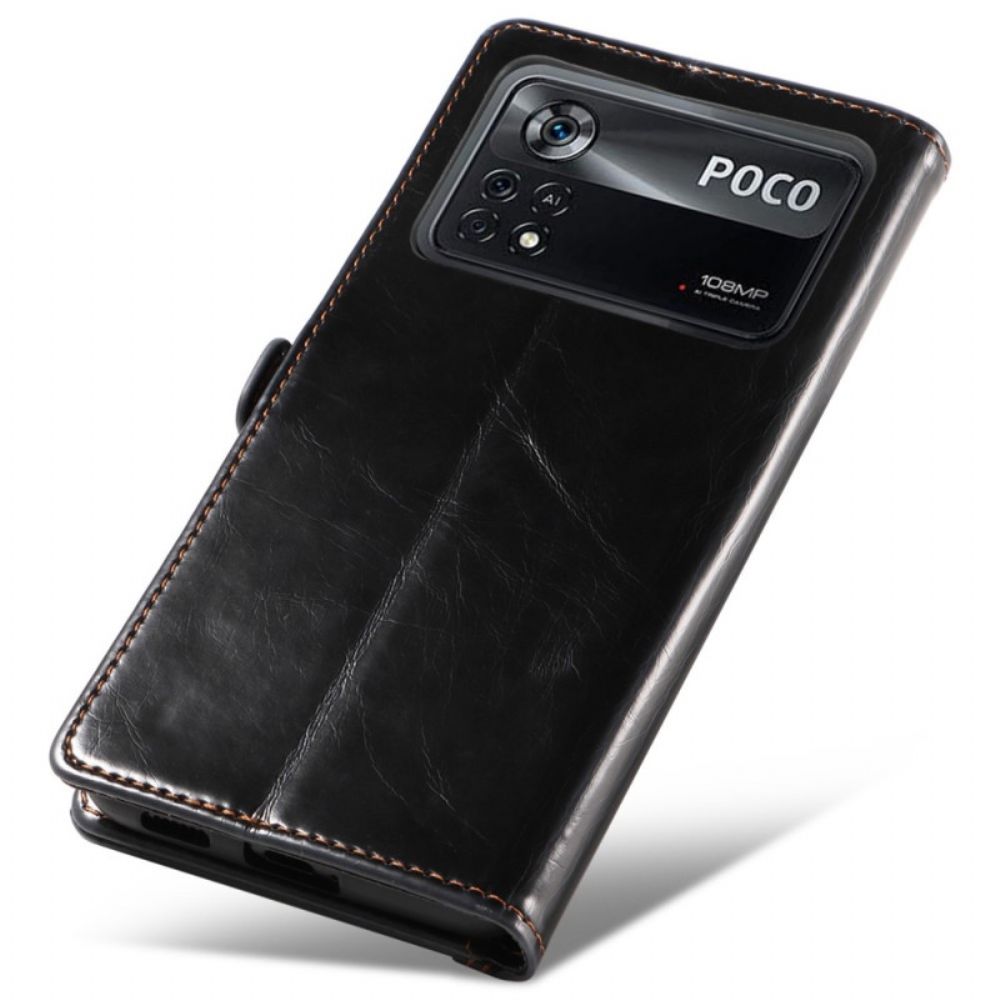 Flip Case voor Poco X4 Pro 5G Gewaxt Leereffect Gq.utrobe