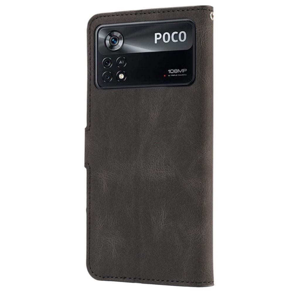 Flip Case voor Poco X4 Pro 5G Lederen Stijl Met Riem