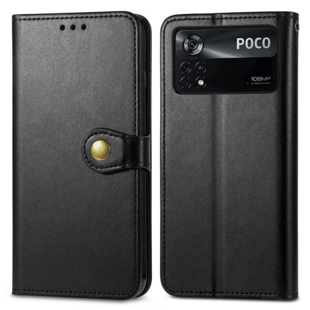 Flip Case voor Poco X4 Pro 5G Met Ketting Magnetische Bandknop