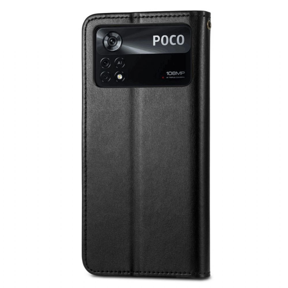 Flip Case voor Poco X4 Pro 5G Met Ketting Magnetische Bandknop