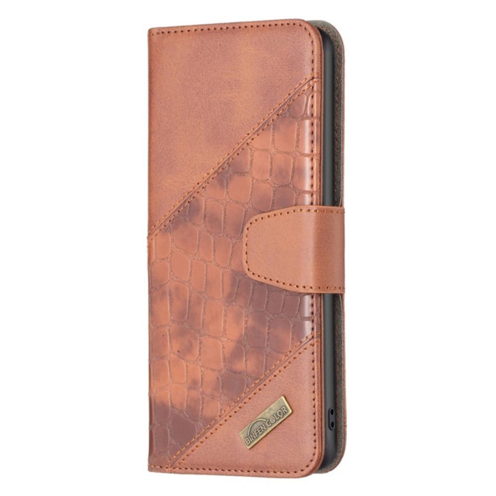 Folio-hoesje voor Poco X4 Pro 5G Binfen Kleur Krokodil Stijl