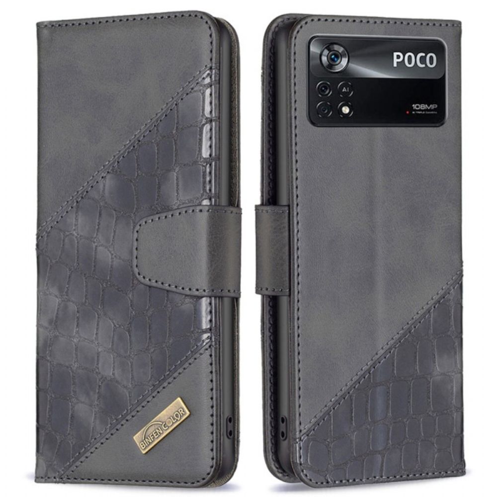 Folio-hoesje voor Poco X4 Pro 5G Binfen Kleur Krokodil Stijl