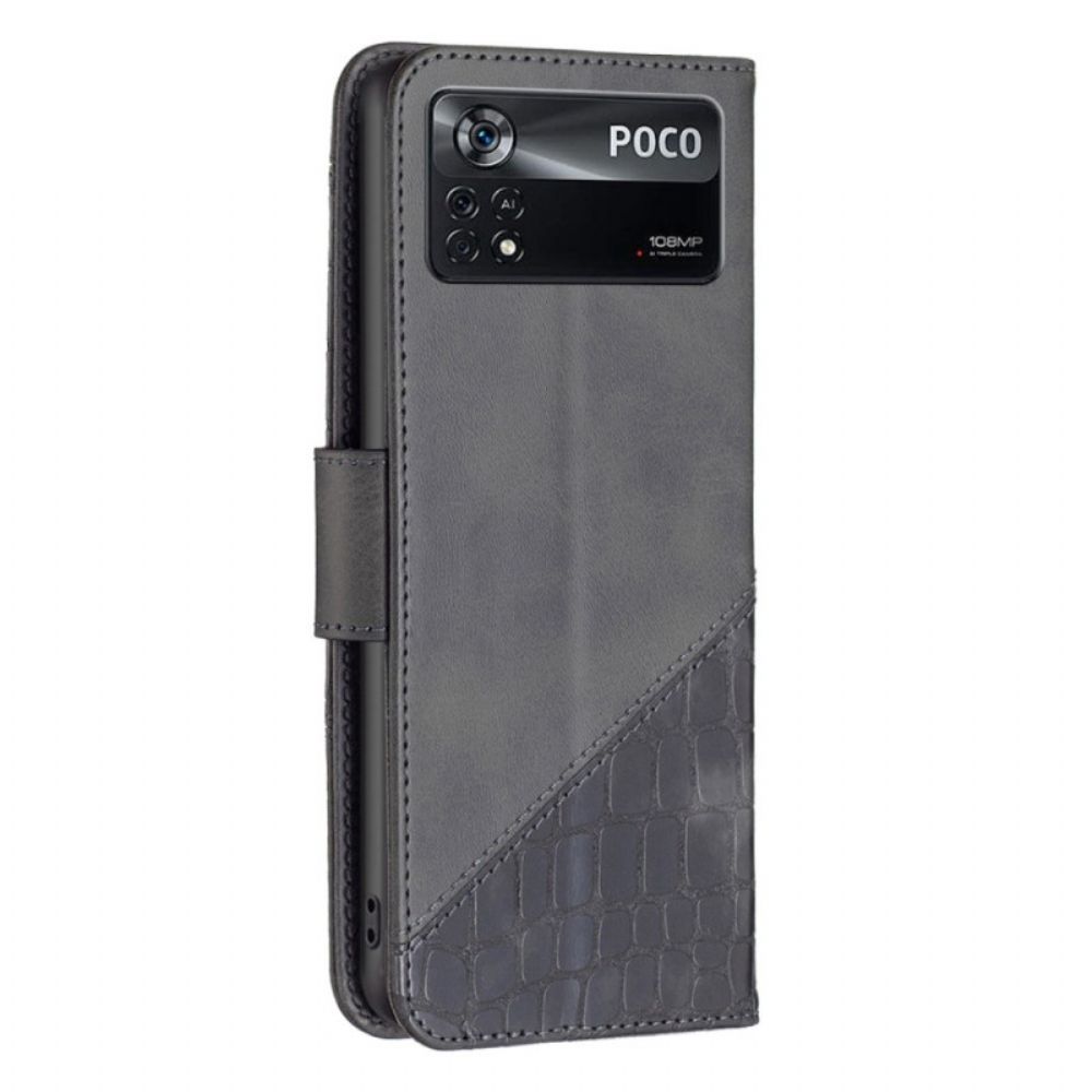 Folio-hoesje voor Poco X4 Pro 5G Binfen Kleur Krokodil Stijl