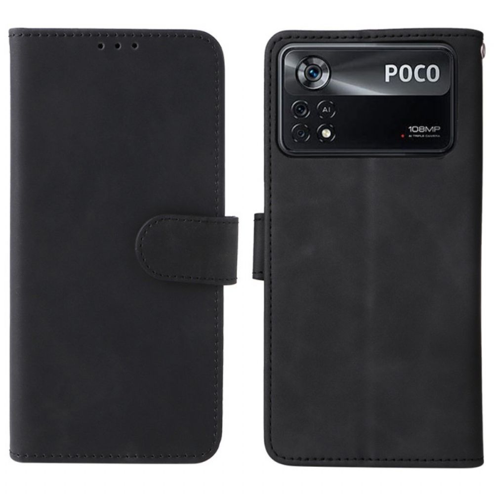 Folio-hoesje voor Poco X4 Pro 5G Effen Leerstijl