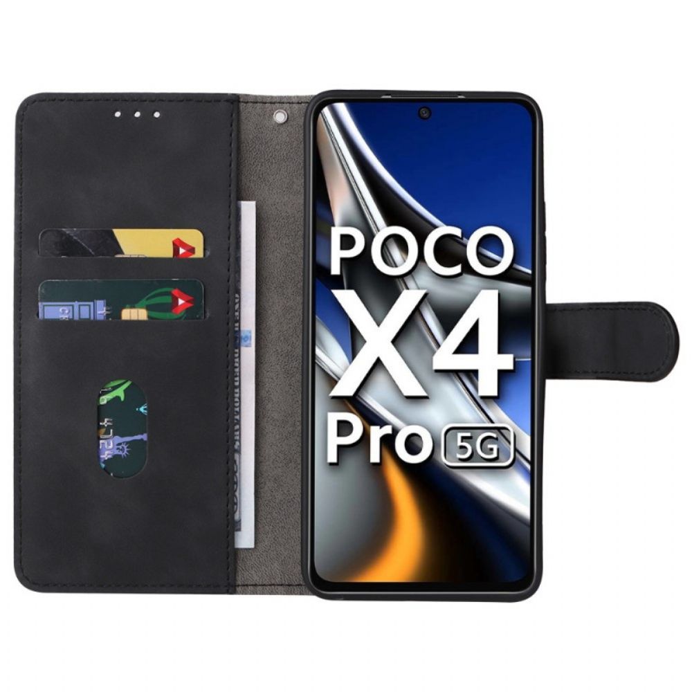 Folio-hoesje voor Poco X4 Pro 5G Effen Leerstijl