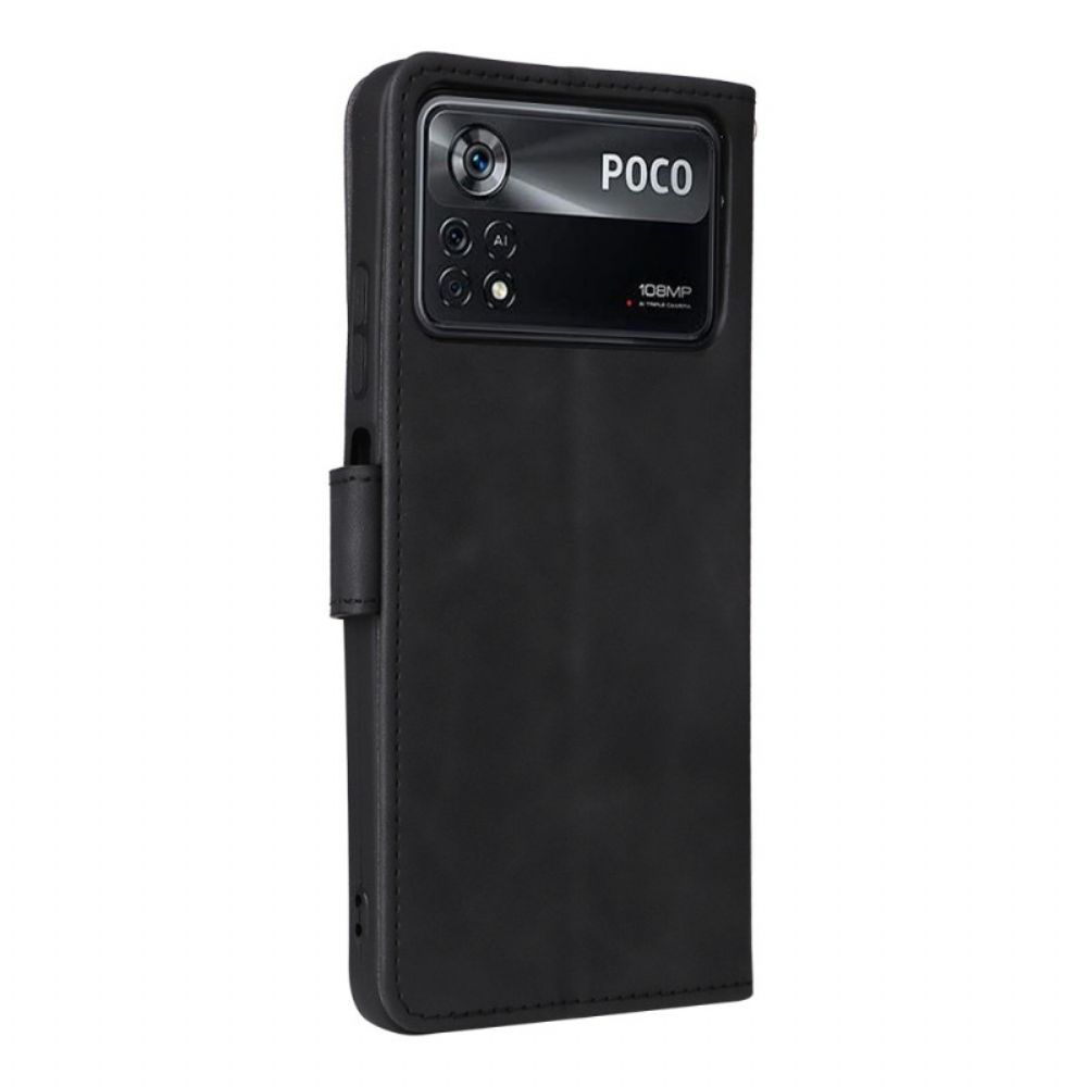 Folio-hoesje voor Poco X4 Pro 5G Effen Leerstijl